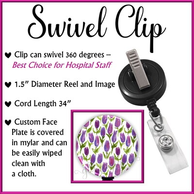 Tulip Badge Holder, Flower Badge Holder, Purple Floral Badge Reel, Watercolor Badge Holder, Watercolor Badge Reel - GG2059 - image2